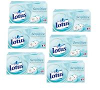 Lotus Sensitive - 480 Mouchoirs 4 épaisseurs pour un confort absolu - Blancs, doux et résistants - Fabriqués en France - Lot de 6 boîtes de 80