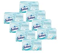 Lotus Sensitive 640 Mouchoirs blanc en boîte - 4 épaisseurs pour plus de confort - Fabrique en France - 8 boites de 80 Mouchoirs