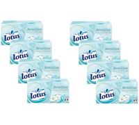 Lotus Sensitive 640 Mouchoirs Blancs, Doux et Résistants en Boîte (Lot de 8 Boîtes x 80 Mouchoirs) 4 épaisseurs pour plus de confort - Fabriqués en France- Offre Spéciale