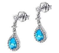 Lotus Silver Boucles d’Oreilles Pendantes Zirconium Turquoise Goutte 925