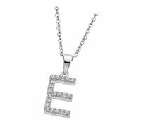Lotus Silver Collier Argent 925 Lettre E Zirconia LP1958-1-E