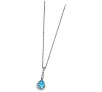 Lotus Silver Collier Argent 925 Zirconia Goutte Turquoise JLP1592-1-3