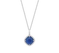 Collier Lotus Silver Argent Coussin Bleu