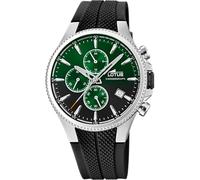 LOTUS Montre homme 18621/A Chrono Boîtier en acier inoxydable 316l Argenté Bracelet en caoutchouc, vert