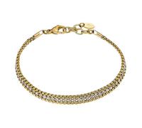 Lotus Style Bracelet femme acier inox doré, rangée empierrée d’oxydes, ajustable 17-19 cm