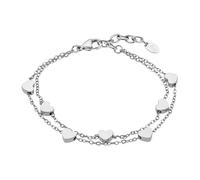 Lotus Style bracelet femme acier inoxydable blanc - cœurs, ajustable 16-19 cm