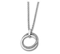LOTUS STYLE Collier pendentif Femme LS1780-1-1 Acier Zircone cubique Double anneaux Argent