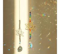 Lotus suspendu cristal multicolore l Attrape-soleil en verre pour décoration de fenêtre & jardin - arc-en-ciel prisme & reflets de lumière spirituelle Vibes soleil chakra