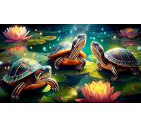 Lotus-Teich-Schildkröte Puzzle 1000 pièces Educa Jouet en Bois Jeu D'Intelligence Décoration Intérieure Jeu éduKatzeif Challenge Toy pour Adultes & Enfants des 14 Ans 38x52cm/1000pcs