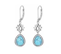 Lotus Türkis Ohrringe für Frauen Argent sterling 925 Pendentif goutte Lotus Blume Ohrringe Leverback Yoga Türkis Träne Schmuck Geschenke für Mädchen Frauen