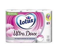 Lotus Ultra Doux - Papier Toilette 2 épaisseurs Blanc - Lot de 2 paquets de 6 rouleaux