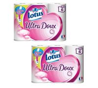 Lotus Ultra Doux Papier Hygiénique Aquatube 12 Rouleaux - Lot de 2 x 6 Rouleaux