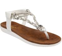 Lotus White Flat Toe-Post Sandals