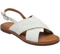 Lotus White Leather Slingback Sandals