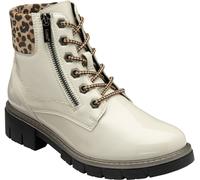 Lotus White Patent Ankle Boots