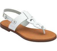 Lotus White Toe Thong Low Heel Sandals