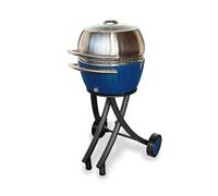 LotusGrill Barbecue de jardin XL vert citron - Chariot de barbecue avec capot XL en acier inoxydable (bleu profond)