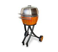 LotusGrill Barbecue de jardin XL vert citron - Chariot de barbecue avec capot XL en acier inoxydable (orange mandarine)