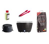 LotusGrill Barbecue Kit de démarrage : 1x charbon de bois de hêtre gris anthracite 1kg, 1x pâte combustible 200ml, 1x saucisse rouge, 1x sac de transport. Charbon de bois sans fumée, barbecue/Barbecue de table en couleurs chatoyantes. Toujours la dernière technologie garantie.