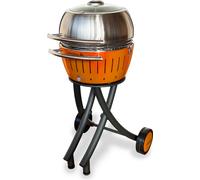 LotusGrill XL Garden Grill Set Tangerine Orange - Chariot à grillades/hotte XL en acier inoxydable