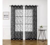 Lotusolution Rideaux en dentelle noire pour chambre à coucher 213 cm de long Élégants panneaux de rideau transparents brodés de roses françaises en dentelle florale durable Traitement pour fenêtre à