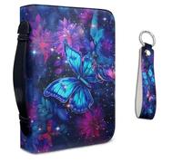 Lotusorchid Étui de bible papillon avec porte-clés en cuir pour femme, housse de bible à fleurs pour homme, sac de support de bible en cuir synthétique, sac d'église, fournitures d'étude biblique
