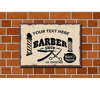 Lotusworld Barbers Shop Plaque en métal émaillé Personnalisable avec nom et Date de Votre Boutique 20,3 x 30,5 cm.