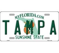 Lotusworld LP-6011 Plaque d'immatriculation en métal Motif Tampa Floride 20,3 x 30,5 cm