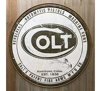 Lotusworld New Sign New Colt Firearms Plaque en métal Rond 30,5 x 30,5 cm