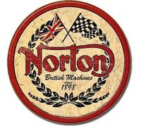 Lotusworld New Sign Norton British Machines Plaque en étain Rond pour Moto 30,5 x 30,5 cm