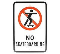 Lotusworld Panneau d'avertissement avec Inscription « No Skate » Noir/Rouge sur Blanc 8 x 12 Pouces