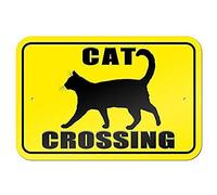 Lotusworld Panneau d'avertissement en aluminium avec inscription « Cat Crossing » - 20,3 x 30,5 cm