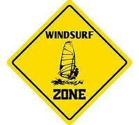 Lotusworld Panneau d'avertissement Humoristique en métal Motif Windsurf Zone 30,5 x 30,5 cm