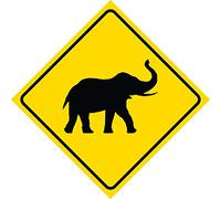 Lotusworld Panneau de signalisation de Route en métal avec éléphant en Diamant Jaune 30,5 x 30,5 cm