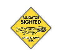 Lotusworld Panneau de signalisation en Aluminium Alligator Sighted Enter at Own Risk 30,5 x 30,5 cm
