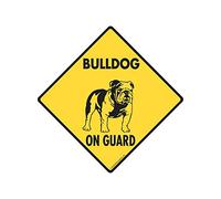Lotusworld Panneau de signalisation en métal avec inscription en anglais « Warning! Bulldog On Guard » - Décoration intérieure et extérieure - 30,5 x 30,5 cm