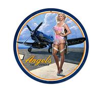 Lotusworld Plaque de Rue en métal Style Vintage Pinup Girl Angels Corsair 30,5 x 30,5 cm