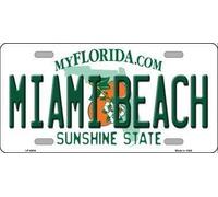 Lotusworld Plaque d'immatriculation en métal Fantaisie Miami Beach Floride 20,3 x 30,5 cm