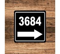 Lotusworld Plaque en aluminium personnalisable avec numéro de maison et flèche droite 30,5 x 30,5 cm