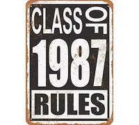 Lotusworld Plaque en métal avec Inscription « Class of 1987 Rules » 20,3 x 30,5 cm