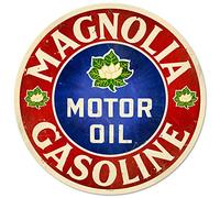 Lotusworld Plaque en métal de style vintage avec inscription « Magnolia Motor Oil » - 30,5 x 30,5 cm