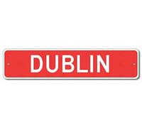 Lotusworld Plaque en métal Humoristique Motif Dublin Décoration Murale d'extérieur ou d'intérieur 10,2 x 40,6 cm