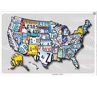 Lotusworld Plaque en métal Motif Carte des États-Unis 20,3 x 30,5 cm