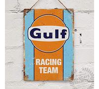 Lotusworld Plaque en métal pour Voiture Motif Gulf Racing rétro 20,3 x 30,5 cm