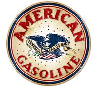 Lotusworld Plaque en métal Style Vintage American Gasoline 30,5 x 30,5 cm
