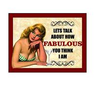 Lotusworld Plaque murale en métal avec inscription en anglais « Pin up girl lets talk about how fabulous vintage » 20,3 x 30,5 cm