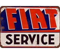 Lotusworld Reproduction de plaque en métal Fiat Service - Look vintage - 20,3 x 30,5 cm