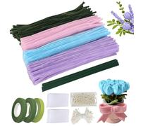 Lotvic Cure Pipes, Fil Chenille, Chenille Loisir Creatif, Pipe Cleaners, Ruban Floral Chenille Stems Pipecleaners pour Bouquets, avec Adhésif, Fil Floral, Ruban, Perles, Support, Tulipe DIY