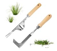 Lotvic Desherbeur Manuel, 2pcs Desherbeur en Acier Inoxydable, Weeder de Jardin avec Désherbeur à Racines, Deherbeur avec poignée en Bois Naturel, pour Désherber Votre Jardin,Creuser