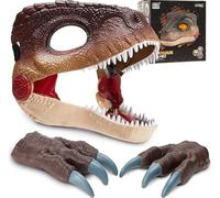 Lotvic Masque dinosaure avec mâchoire mobile, bouche mobile et cri de dinosaure, taille réglable, masque réaliste pour Halloween, fête, mascarade, cosplay